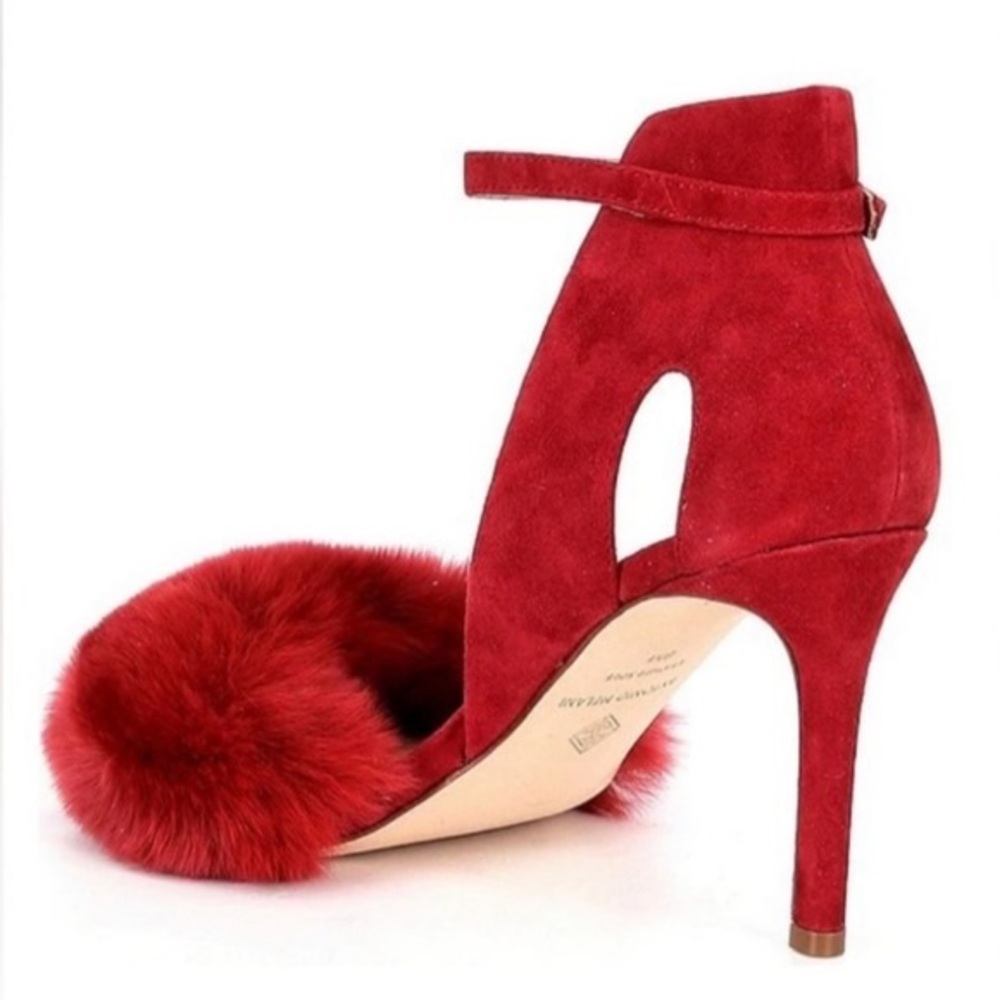 Antonio Melani Kayleigh Ankle Strap Rabbit Fur Dress Sexy High Heels New